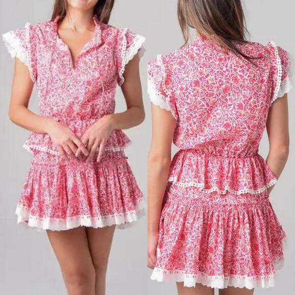 MISA Dresses & Skirts - MISA x Revolve Lilian Dress Short in Pink and White Trim Size SMALL